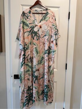 Floral Pink Tropical Caftan Dress